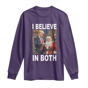 Funny Christmas Trump And Santa Long Sleeve Shirt I Believe In Both TS02 Purple Print Your Wear