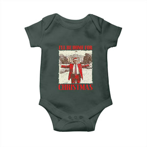 Christmas Trump Baby Onesie Ill Be Home For Xmas 2024 Donald Retro Vintage TS02 Dark Forest Green Print Your Wear