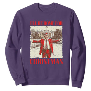 Christmas Trump Sweatshirt Ill Be Home For Xmas 2024 Donald Retro Vintage TS02 Purple Print Your Wear