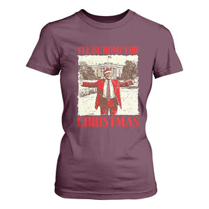 Christmas Trump T Shirt For Women Ill Be Home For Xmas 2024 Donald Retro Vintage TS02 Maroon Print Your Wear