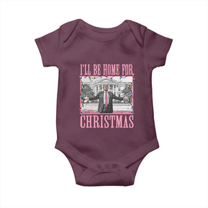 Christmas Trump Baby Onesie I'll Be Home For Xmas Funny Santa Donald TS02 Maroon Print Your Wear