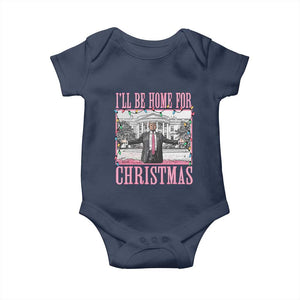 Christmas Trump Baby Onesie I'll Be Home For Xmas Funny Santa Donald TS02 Navy Print Your Wear