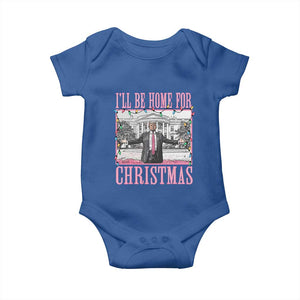 Christmas Trump Baby Onesie I'll Be Home For Xmas Funny Santa Donald TS02 Royal Blue Print Your Wear