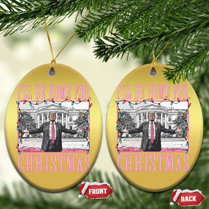 Xmas Trump Christmas Ornament I'll Be Home For Xmas Funny Santa Donald TS02 Oval Gold Print Your Wear