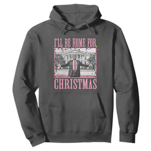 Christmas Trump Hoodie I'll Be Home For Xmas Funny Santa Donald TS02 Dark Heather Print Your Wear