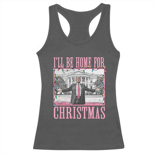 Christmas Trump Racerback Tank Top I'll Be Home For Xmas Funny Santa Donald TS02 Dark Heather Print Your Wear