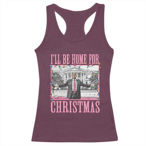 Christmas Trump Racerback Tank Top I'll Be Home For Xmas Funny Santa Donald TS02 Maroon Print Your Wear