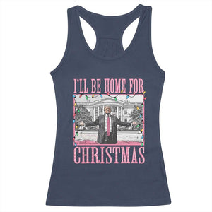 Christmas Trump Racerback Tank Top I'll Be Home For Xmas Funny Santa Donald TS02 Navy Print Your Wear