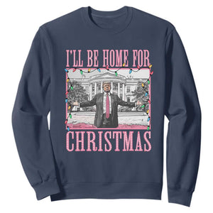 Christmas Trump Sweatshirt I'll Be Home For Xmas Funny Santa Donald TS02 Navy Print Your Wear