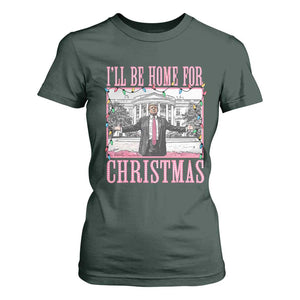 Christmas Trump T Shirt For Women I'll Be Home For Xmas Funny Santa Donald TS02 Dark Forest Green Print Your Wear