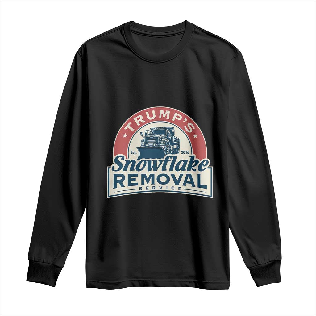 Christmas Trump Long Sleeve Shirt Snowflake Removal Service Funny Xmas 2024 TS02 Black Print Your Wear