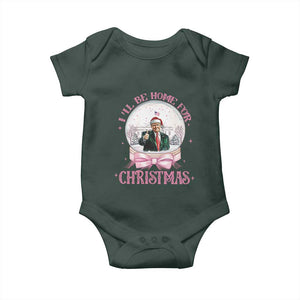 Christmas Trump Baby Onesie I'll Be Home For Xmas Retro Vintage Pink Coquette Bow TS02 Dark Forest Green Print Your Wear