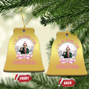 Xmas Trump Christmas Ornament I'll Be Home For Xmas Retro Vintage Pink Coquette Bow TS02 Bell Flake Gold Print Your Wear