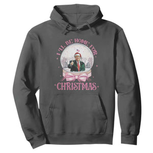 Christmas Trump Hoodie I'll Be Home For Xmas Retro Vintage Pink Coquette Bow TS02 Dark Heather Print Your Wear