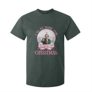 Christmas Trump T Shirt For Kid I'll Be Home For Xmas Retro Vintage Pink Coquette Bow TS02 Dark Forest Green Print Your Wear