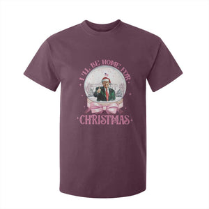 Christmas Trump T Shirt For Kid I'll Be Home For Xmas Retro Vintage Pink Coquette Bow TS02 Maroon Print Your Wear