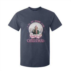 Christmas Trump T Shirt For Kid I'll Be Home For Xmas Retro Vintage Pink Coquette Bow TS02 Navy Print Your Wear