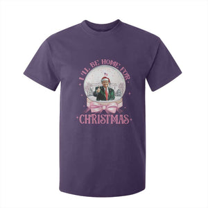 Christmas Trump T Shirt For Kid I'll Be Home For Xmas Retro Vintage Pink Coquette Bow TS02 Purple Print Your Wear