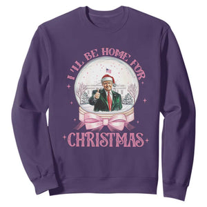 Christmas Trump Sweatshirt I'll Be Home For Xmas Retro Vintage Pink Coquette Bow TS02 Purple Print Your Wear