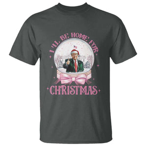 Christmas Trump T Shirt I'll Be Home For Xmas Retro Vintage Pink Coquette Bow TS02 Dark Heather Print Your Wear