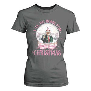 Christmas Trump T Shirt For Women I'll Be Home For Xmas Retro Vintage Pink Coquette Bow TS02 Dark Heather Print Your Wear