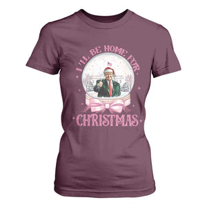 Christmas Trump T Shirt For Women I'll Be Home For Xmas Retro Vintage Pink Coquette Bow TS02 Maroon Print Your Wear