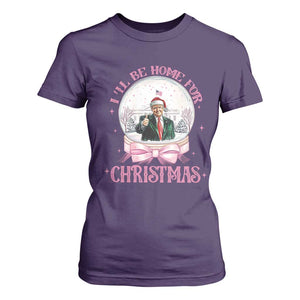 Christmas Trump T Shirt For Women I'll Be Home For Xmas Retro Vintage Pink Coquette Bow TS02 Purple Print Your Wear