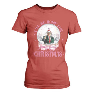 Christmas Trump T Shirt For Women I'll Be Home For Xmas Retro Vintage Pink Coquette Bow TS02 Red Print Your Wear