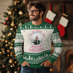 Xmas Trump Ugly Christmas Sweater I'll Be Home For Xmas Retro Vintage Pink Coquette Bow TS02 Navy Print Your Wear