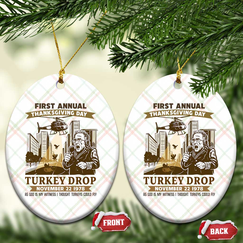 Vintage Thanksgiving Turkey Drop Ceramic Ornament Funny 1978 Helicopter Scene Classic TV Moment TS02 Print Your Wear