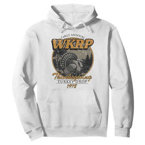 Retro WKRP Thanksgiving Turkey Drop 1978 Hoodie Distressed Vintage Holiday TS02 White Print Your Wear