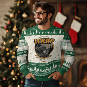 Retro WKRP Thanksgiving Turkey Drop 1978 Ugly Christmas Sweater Distressed Vintage Holiday TS02 Beige Green Print Your Wear