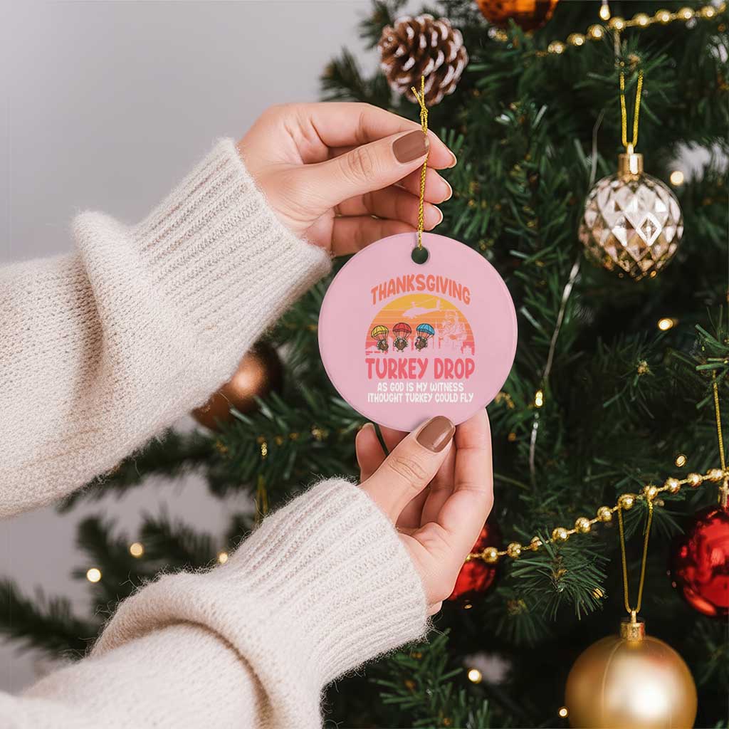 Retro Thanksgiving Turkey Drop Ceramic Ornament Parachuting Turkeys Funny 70s Parody TS02 1pc Light Pink Print Your Wear