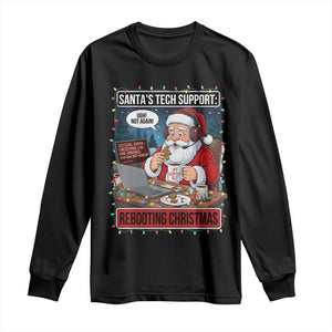 Funny Santa Tech Support Christmas Long Sleeve Shirt Rebooting Christmas Geek Humor Gift TS02 Black Print Your Wear