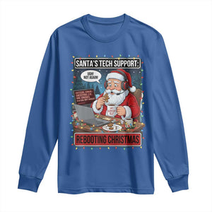 Funny Santa Tech Support Christmas Long Sleeve Shirt Rebooting Christmas Geek Humor Gift TS02 Royal Blue Print Your Wear