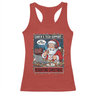 Funny Santa Tech Support Christmas Racerback Tank Top Rebooting Christmas Geek Humor Gift TS02 Red Print Your Wear