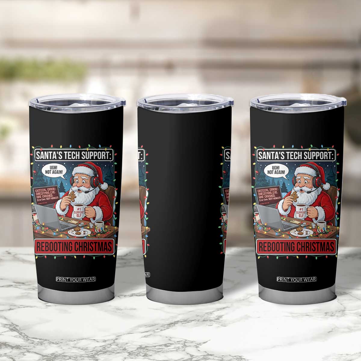 Funny Santa Tech Support Christmas Tumbler Cup Rebooting Christmas Geek Humor Gift TS02 Print Your Wear