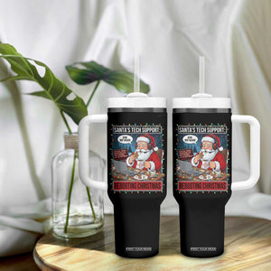 Funny Santa Tech Support Christmas Tumbler With Handle Rebooting Christmas Geek Humor Gift TS02 Print Your Wear