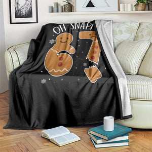 Oh Snap 67 Gingerbread Meme Throw Blanket Broken Cookie Six Seven Holiday Gag Christmas Vibes TS02 Print Your Wear