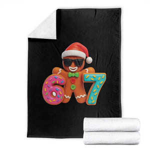 Funny 67 Meme Gingerbread Donut Throw Blanket Cool Christmas Cookie Six Seven Santa Hat Sprinkles TS02 Black Print Your Wear