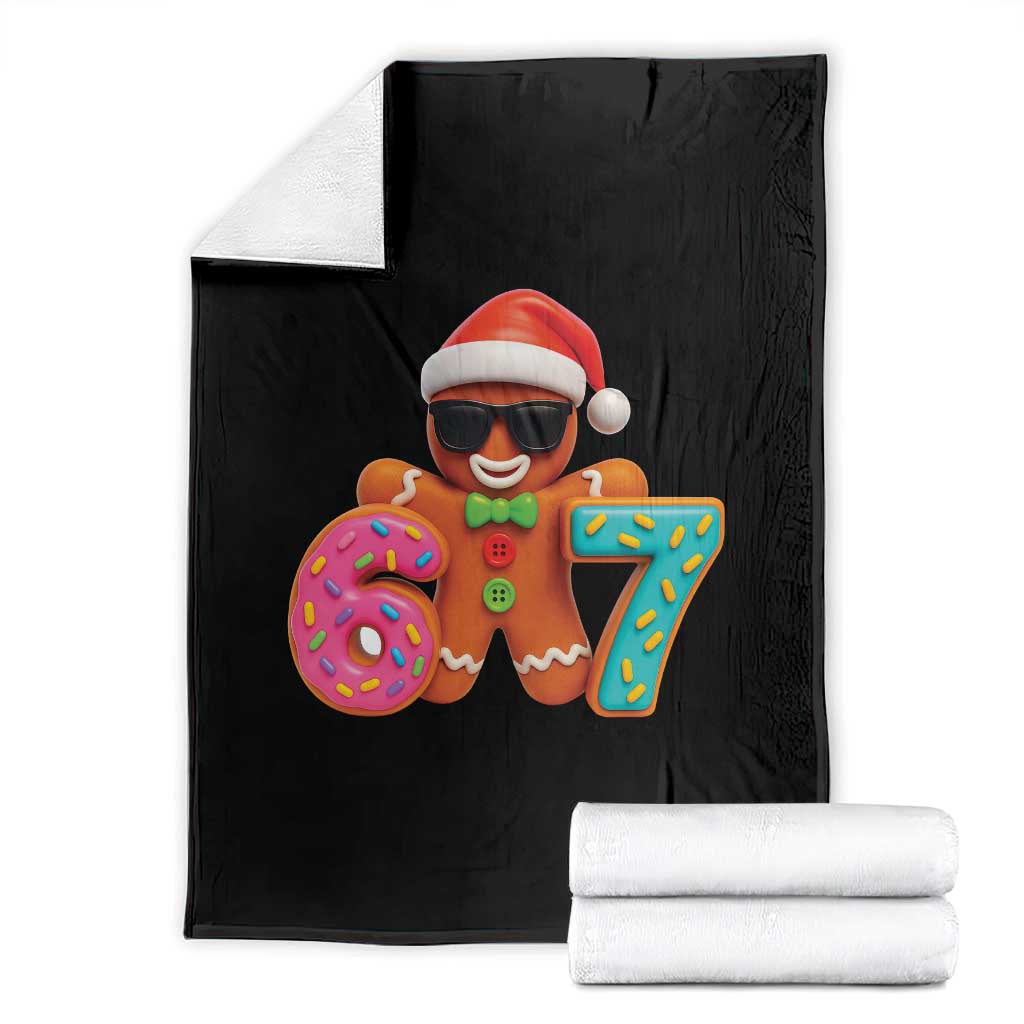 Funny 67 Meme Gingerbread Donut Throw Blanket Cool Christmas Cookie Six Seven Santa Hat Sprinkles TS02 Black Print Your Wear
