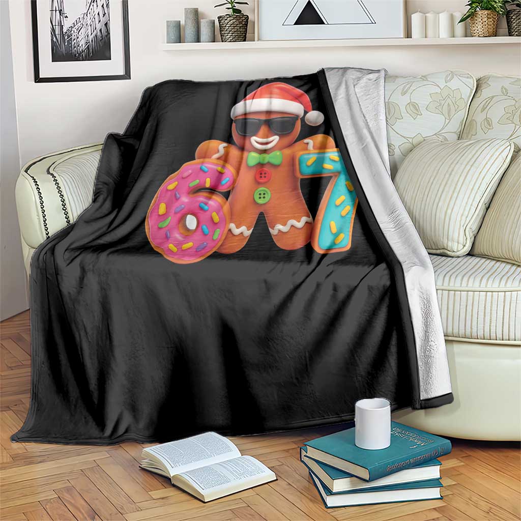 Funny 67 Meme Gingerbread Donut Throw Blanket Cool Christmas Cookie Six Seven Santa Hat Sprinkles TS02 Print Your Wear