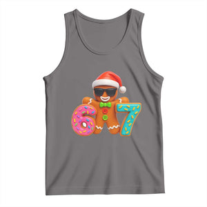 Funny 67 Meme Gingerbread Donut Tank Top Cool Christmas Cookie Six Seven Santa Hat Sprinkles TS02 Deep Heather Print Your Wear