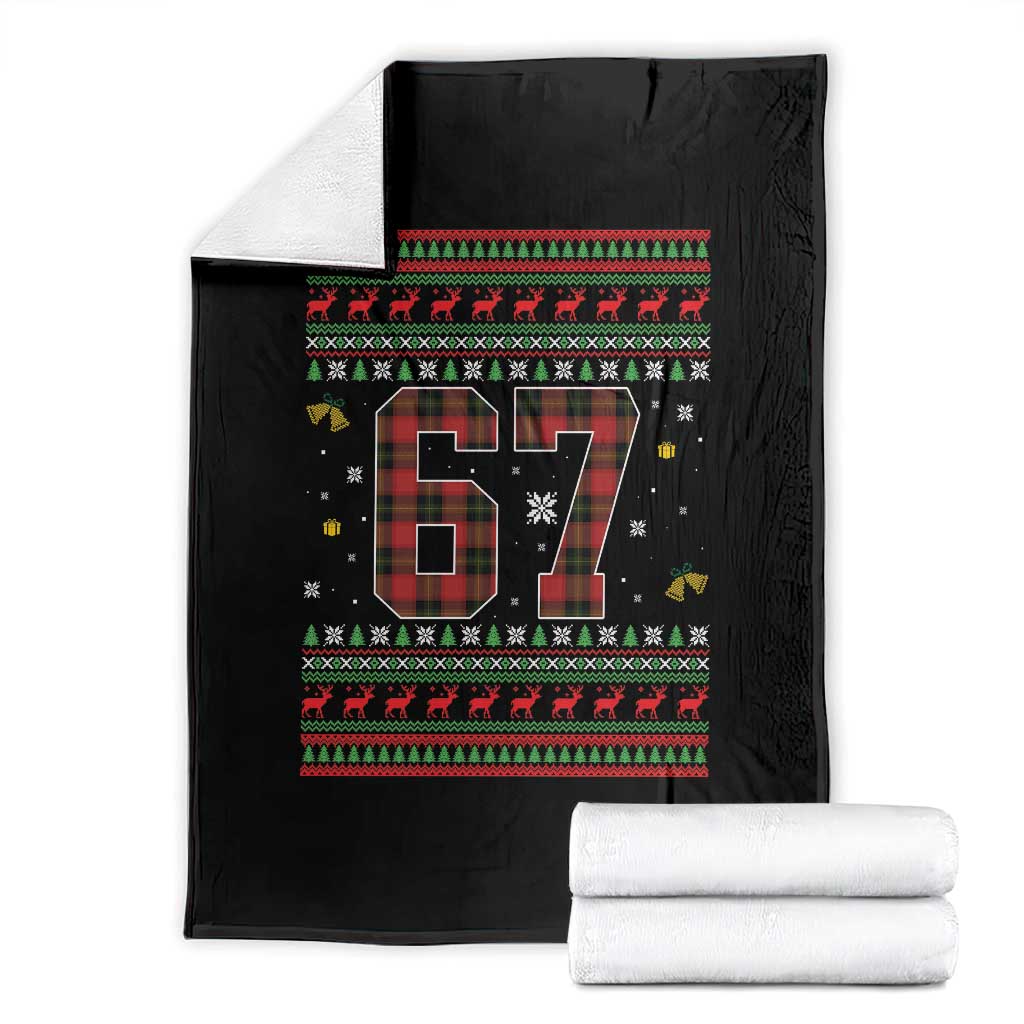 67 Christmas Red Plaid Throw Blanket Funny Six Seven Meme Holiday Vibes Graphic TS02 Black Print Your Wear