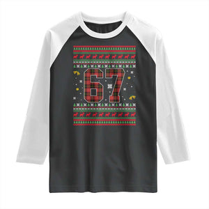 67 Christmas Red Plaid Raglan Shirt Funny Six Seven Meme Holiday Vibes Graphic TS02 Black White Print Your Wear
