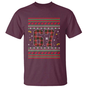 67 Christmas Red Plaid T Shirt Funny Six Seven Meme Holiday Vibes Graphic TS02 Maroon Print Your Wear