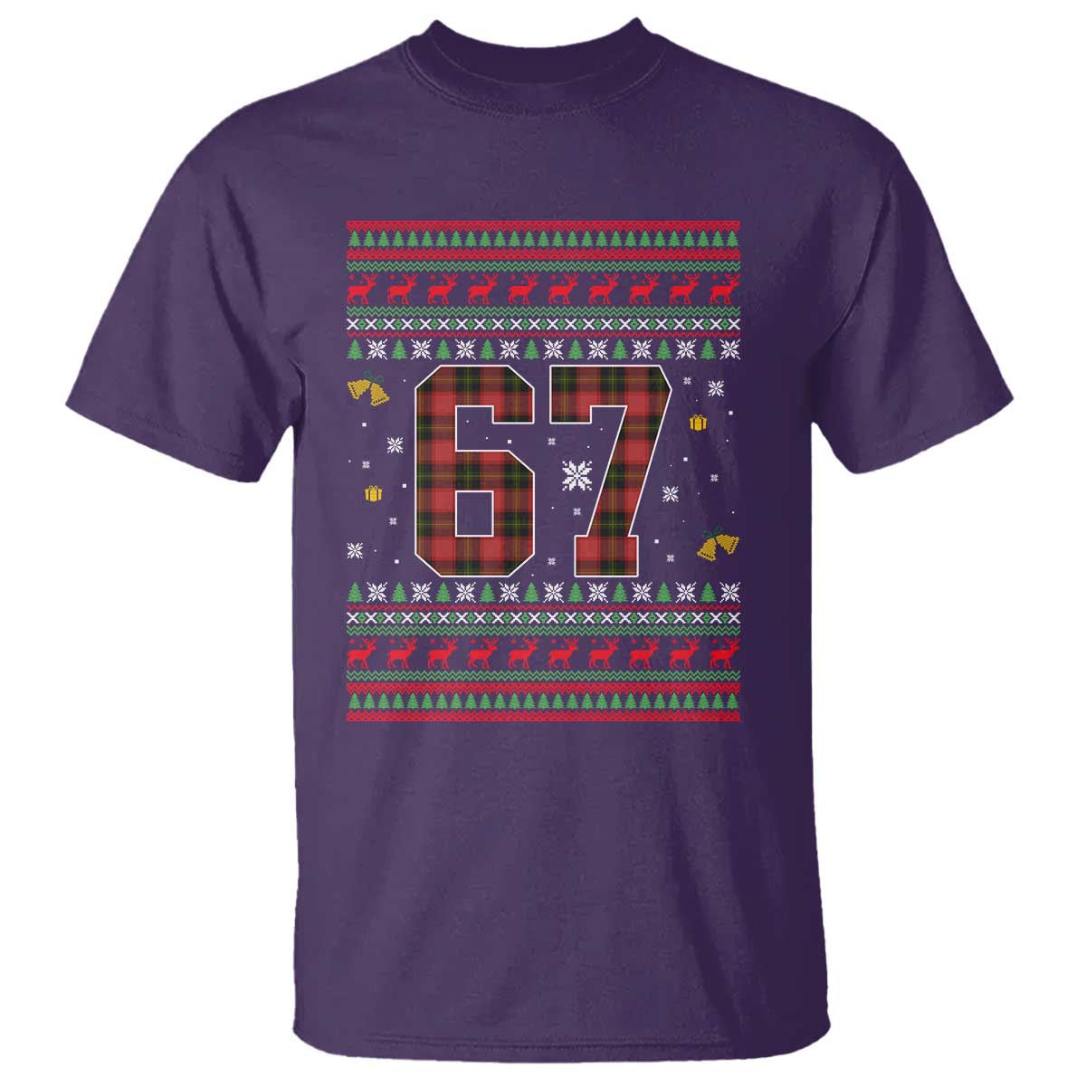 67 Christmas Red Plaid T Shirt Funny Six Seven Meme Holiday Vibes Graphic TS02 Purple Print Your Wear