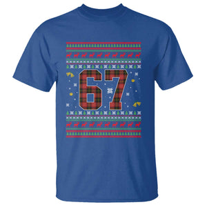 67 Christmas Red Plaid T Shirt Funny Six Seven Meme Holiday Vibes Graphic TS02 Royal Blue Print Your Wear