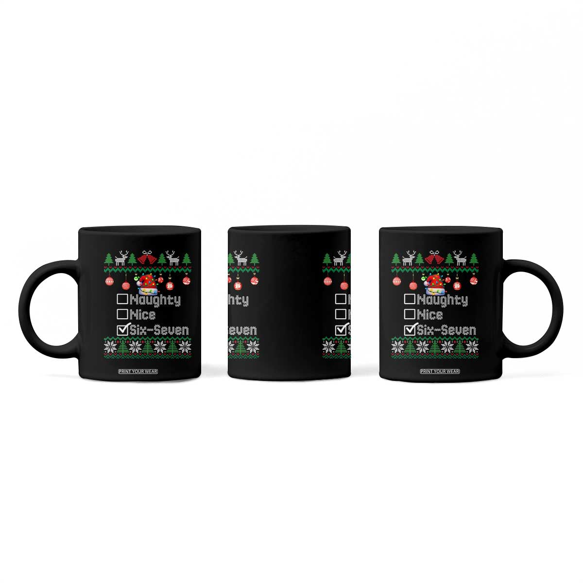 Funny 67 Christmas Checklist Coffee Mug Naughty Nice Six Seven Meme Holiday TS02 Print Your Wear