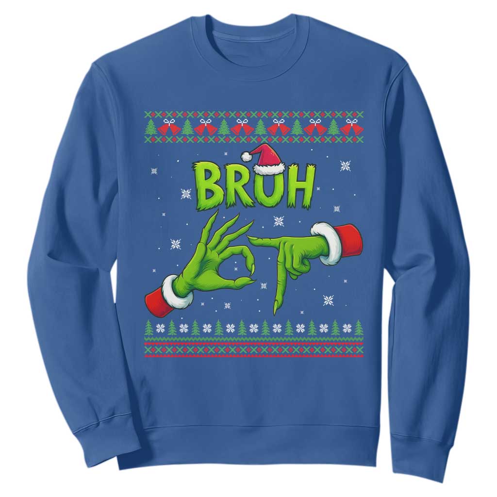 Christmas Bruh 67 Green Hands Meme Sweatshirt Funny Six Seven Meme Holiday Ugly Sweater TS02 Royal Blue Print Your Wear